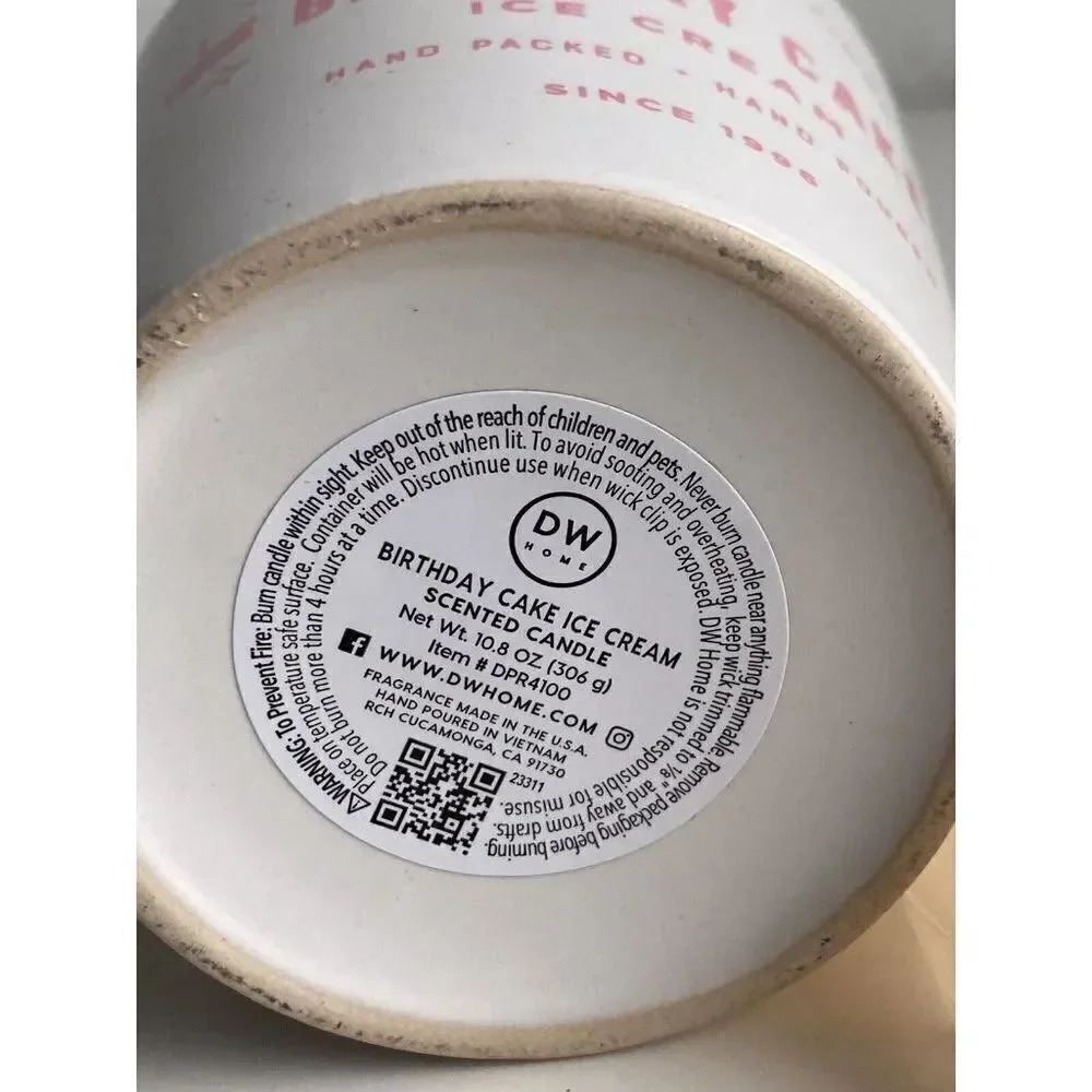 DW Home Birthday Cake Scented Candle 10.8 Oz Creamery Collection‎ Decorative Lid